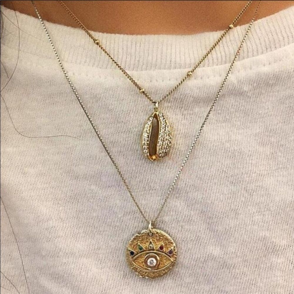 Necklace Multilayer Nazar & Shell Zinc Alloy Cute